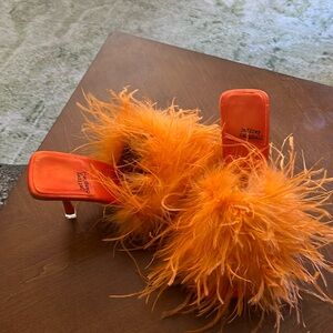 Jeffery Campbell Feather Orange Heels